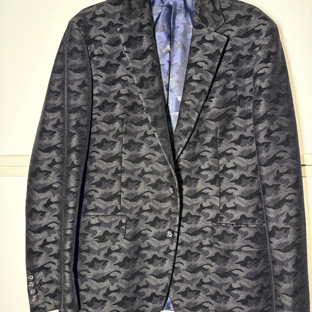 Robert Graham Charcoal Camouflage Blazer